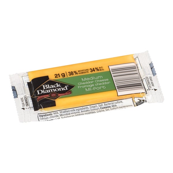 BLACK DIAMOND CHEESE CHEDDAR MEDIUM INDIVIDUAL 100X21G