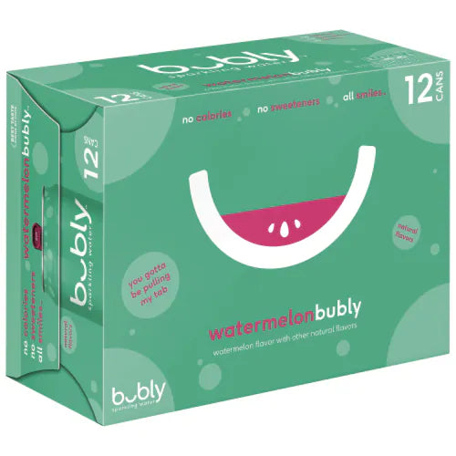 BUBLY APPLE SPARKLING WATER, 12 x 355 ML