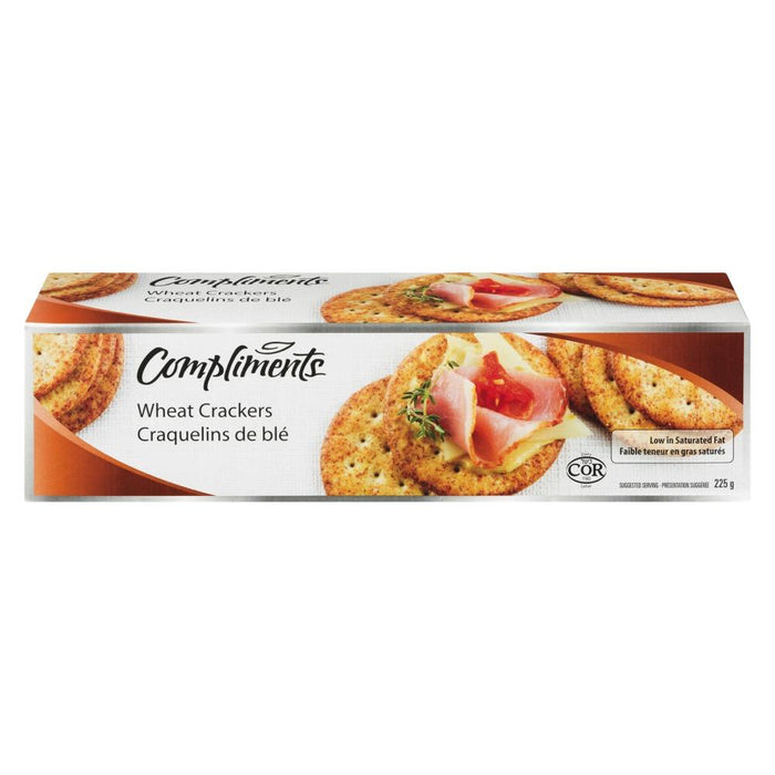 COMPLIMENTS WHOLE WHEAT CRACKERS 225G