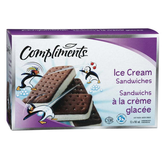 COMPLIMENTS, ICE CREAM SANDWICHES, 12 X 110 ML