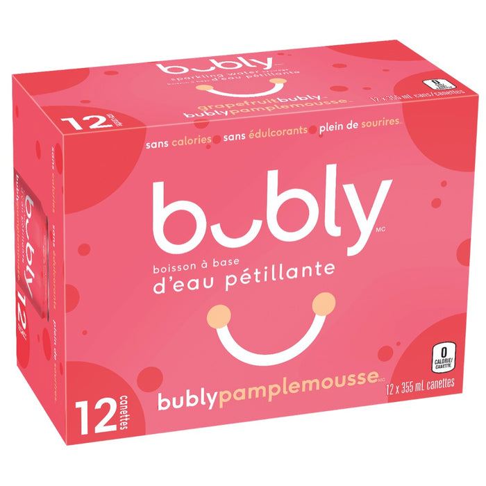 BUBLY GRAPEFRUIT SPARKLING WATER, 12 x 355 ML
