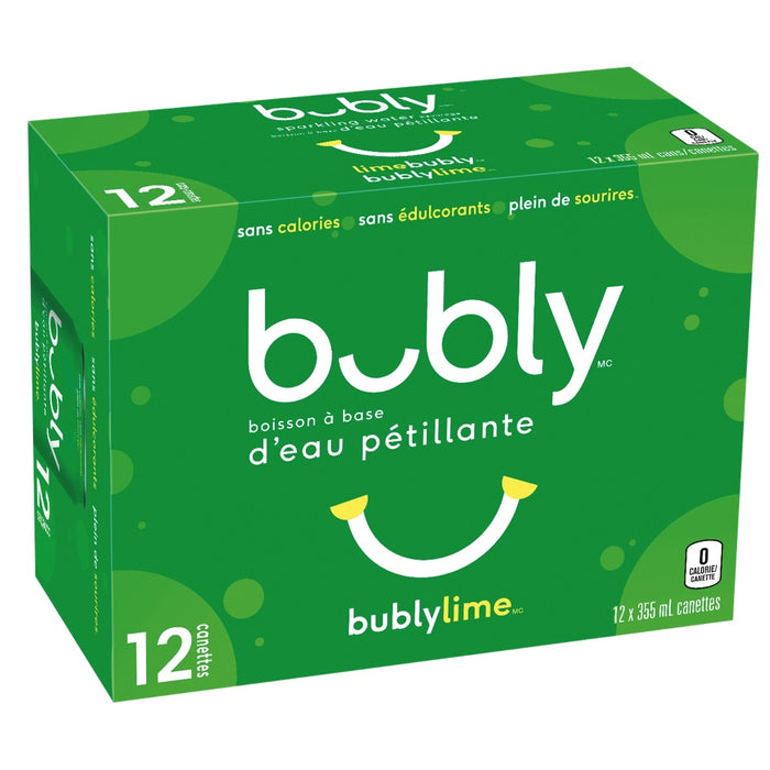 BUBLY LIME SPARKLING WATER, 12 x 355 ML