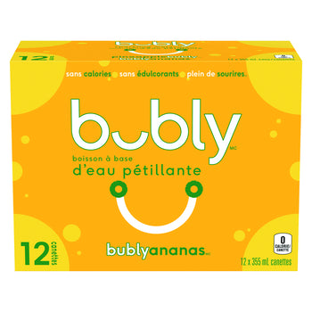 BUBLY PINEAPPLE SPARKLING WATER, 12 x 355 ML