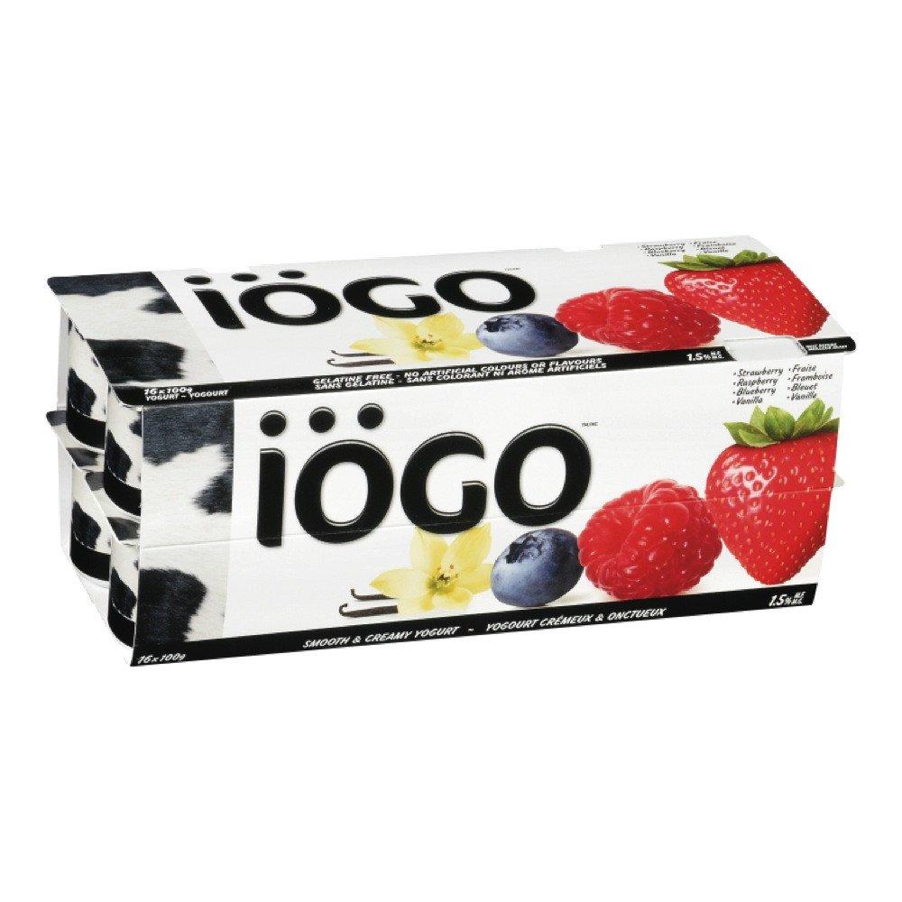 IOGO STRAWBERRY RASPBERRY BLUEBERRY VANILLA 1.5% YOGURT 16X100 G — Delivurr