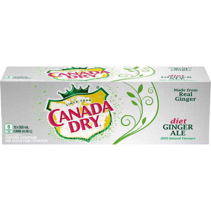 CANADA DRY, DIET GINGER ALE, 12 x 355 ML