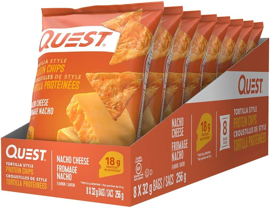 QUEST NUTRITION TORTILLA STYLE PROTEIN CHIPS NACHO CHEESE,  8 X 32G