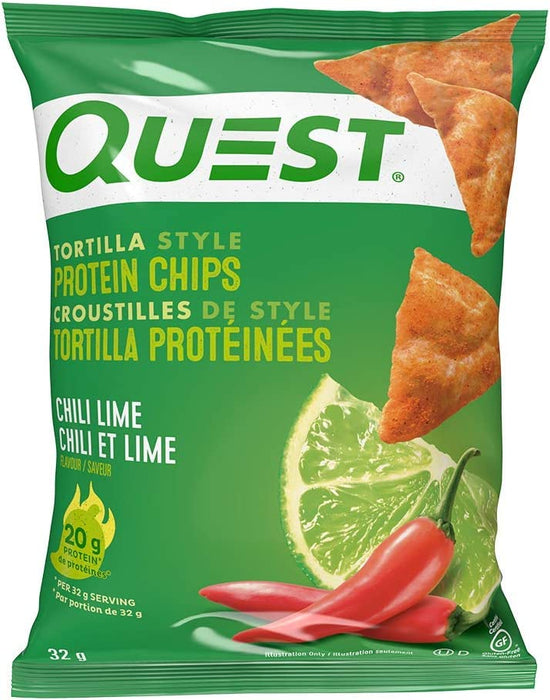 QUEST NUTRITION TORTILLA STYLE PROTEIN CHIPS CHILI LIME,  8 X 32G
