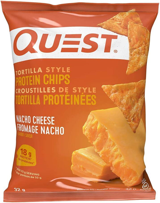 QUEST NUTRITION TORTILLA STYLE PROTEIN CHIPS NACHO CHEESE,  8 X 32G
