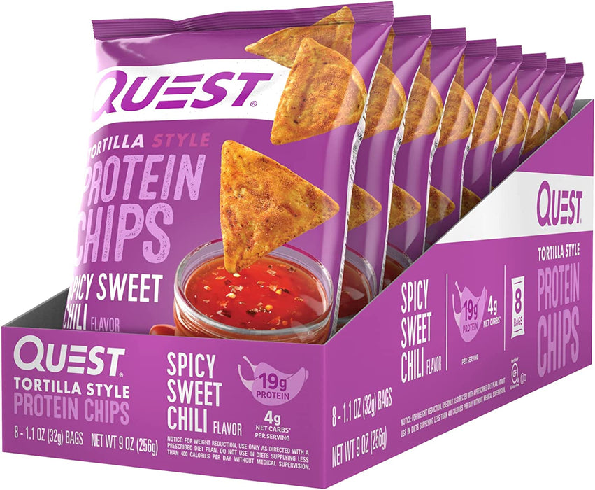 QUEST NUTRITION TORTILLA STYLE PROTEIN CHIPS SPICY SWEET CHILI,  8 X 32G