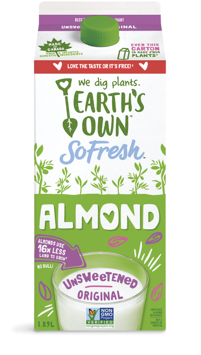 EARTH'S OWN, ALMOND FRESH UNSWEETENED BEVERAGE 1.89 L