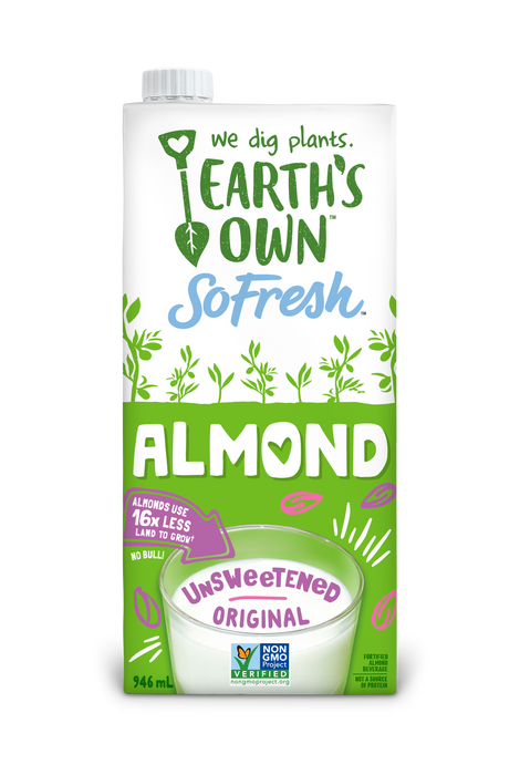 EARTH'S OWN, UNSWEETENED ALMOND BEVERAGE, 946 ML