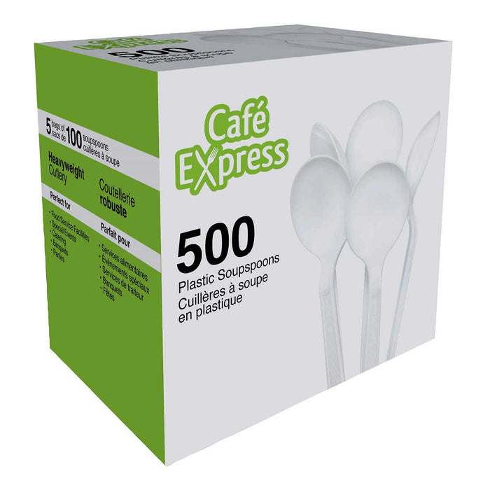 CAFÉ EXPRESS, HEAVY WEIGHT PLASTIC SOUP SPOONS, 500 UNITS