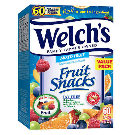 WELCH'S FRUIT SNACKS, VALUE PACK 60 X 22 G