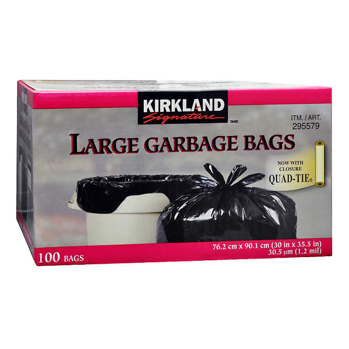 KIRKLAND SIGNATURE LARGE GARBAGE BAGS, PACK OF 100
