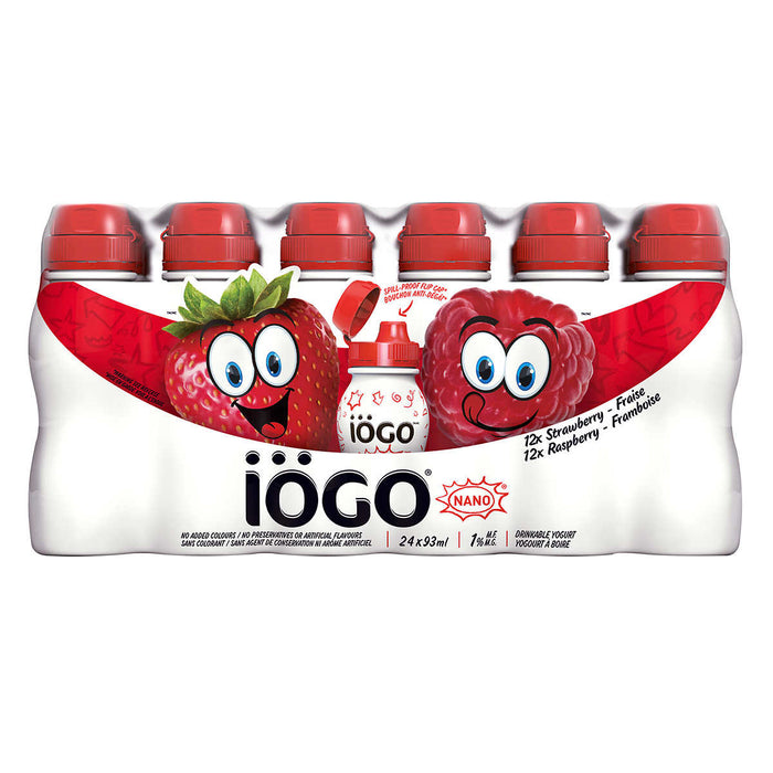 IOGO, NANO DRINKABLE YOGURT VARIETY PACK, 24 X 93 ML