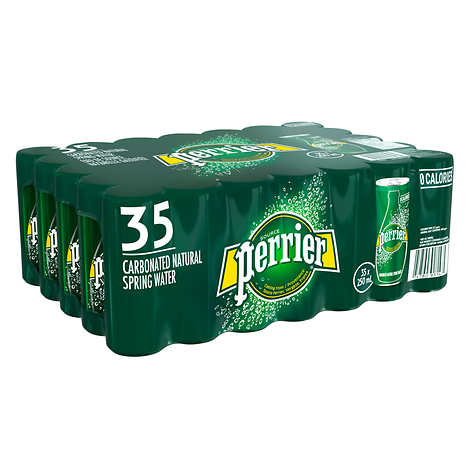 PERRIER, CARBONATED NATURAL SPRING WATER SLIM CANS, 35 X 250 ML