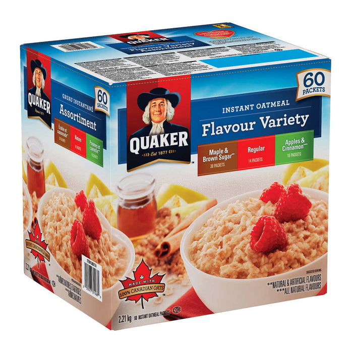 QUAKER OATMEAL INSTANT VARIETY PACK, 60 UNITS, 2.24KG