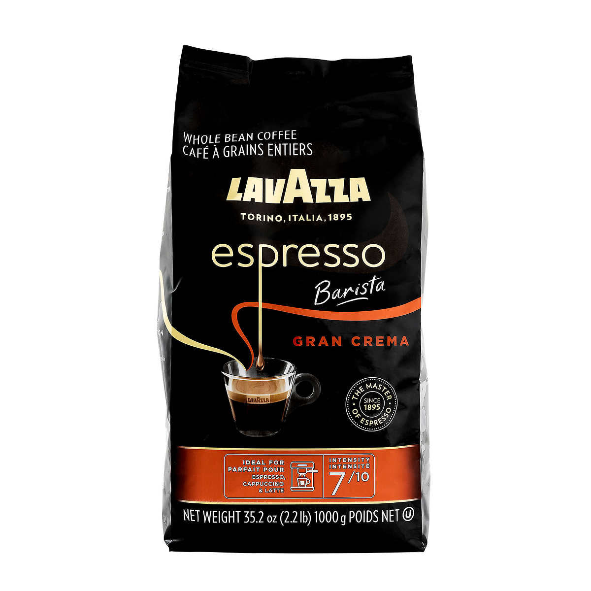 Lavazza Super Crema Coffee WholeBean Notes of Hazelnut Brown Sugar 2.2Lb