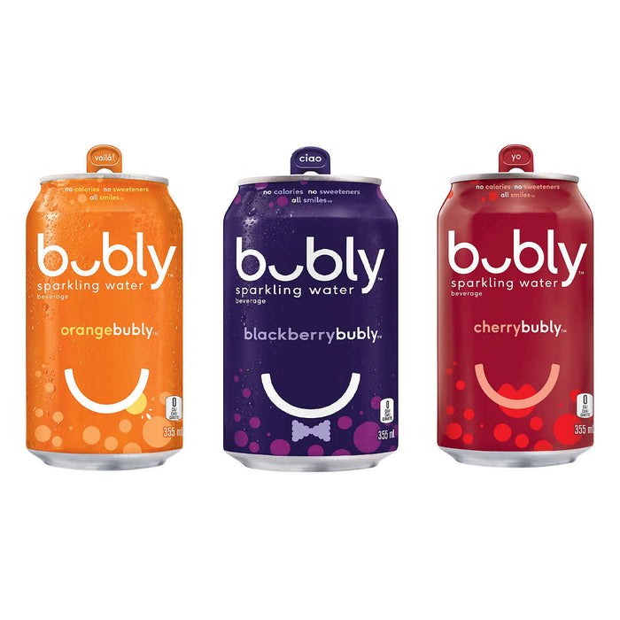 BUBLY, SPARKLING WATER VARIETY PACK, 24 x 355 ML
