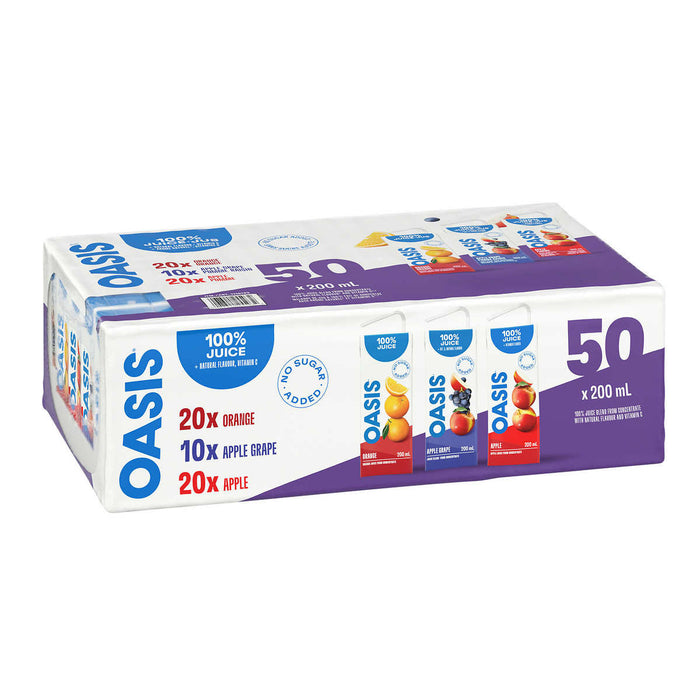 OASIS, 100% JUICE ASSORTED FLAVOURS, 50 X 200 ML