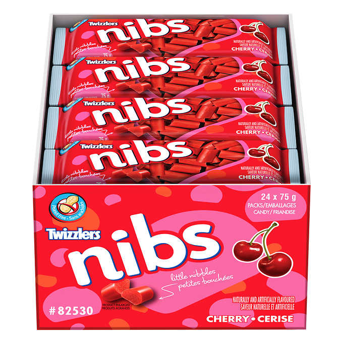 TWIZZLERS NIBS CHERRY CANDY, 24 X 75G