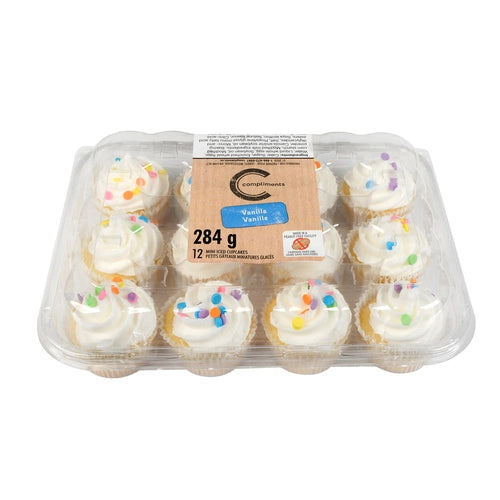 COMPLIMENTS MINI ICED CUPCAKES VANILLA 284G 12UNITS